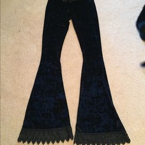 Black crushed velvet bell bottoms